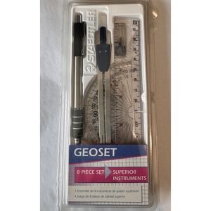 NEW 8 PIECE STAEDTLER GEOMETRY SET INCLUDES PROTRACTOR, COMPASS, RULER & OTHERS